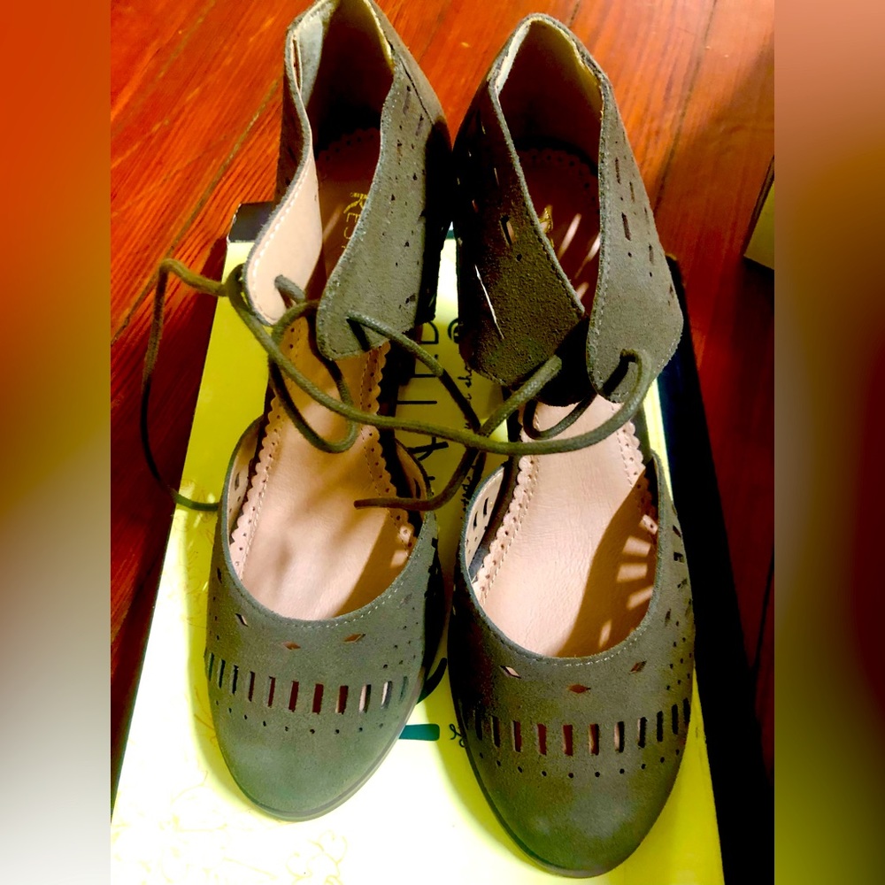 Restricted Olive Suede Sandals